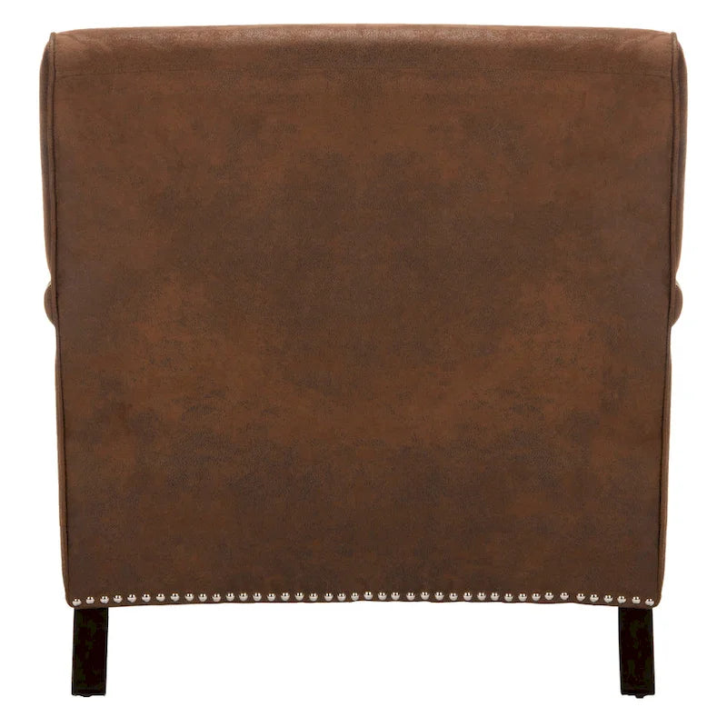 Transitional Club Chair with Nailhead Trim - 29W x 34D x 31.5H - Espresso Legs with Casters