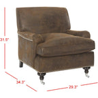 Transitional Club Chair with Nailhead Trim - 29W x 34D x 31.5H - Espresso Legs with Casters