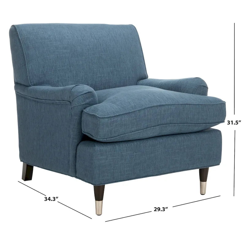 Transitional Club Chair with Nailhead Trim - 29W x 34D x 31.5H - Espresso Legs with Casters