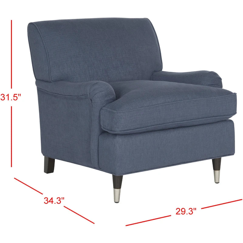 Transitional Club Chair with Nailhead Trim - 29W x 34D x 31.5H - Espresso Legs with Casters