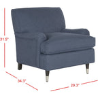 Transitional Club Chair with Nailhead Trim - 29W x 34D x 31.5H - Espresso Legs with Casters