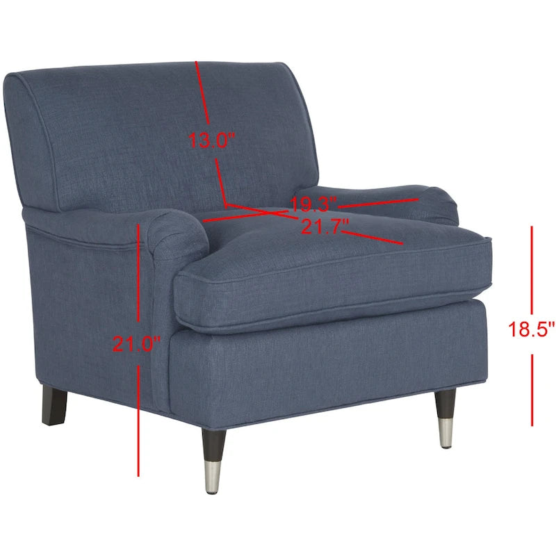 Transitional Club Chair with Nailhead Trim - 29W x 34D x 31.5H - Espresso Legs with Casters