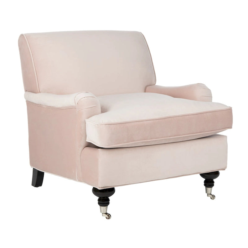 Transitional Club Chair with Nailhead Trim - 29W x 34D x 31.5H - Espresso Legs with Casters