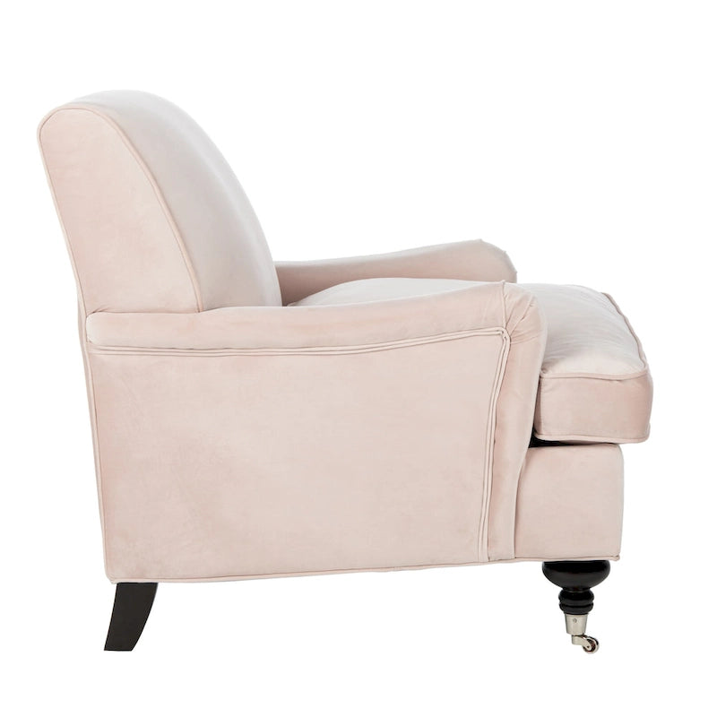 Transitional Club Chair with Nailhead Trim - 29W x 34D x 31.5H - Espresso Legs with Casters