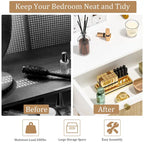 Anmytek Mid-Century Modern 3-Drawer White Dresser Rattan Chest of Drawers Storage Organizer for Bedroom