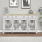 63 Vintage Style Kitchen Accent Buffet Sideboard Cabinet w/ Drawers - 63 in Width