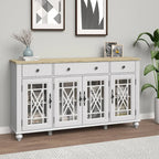 63 Vintage Style Kitchen Accent Buffet Sideboard Cabinet w/ Drawers - 63 in Width