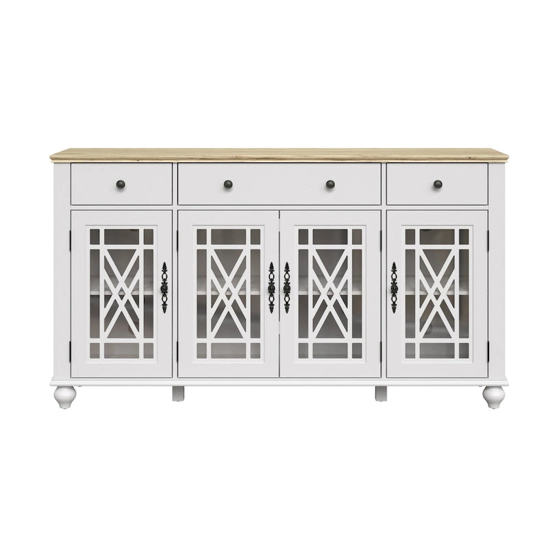 63 Vintage Style Kitchen Accent Buffet Sideboard Cabinet w/ Drawers - 63 in Width