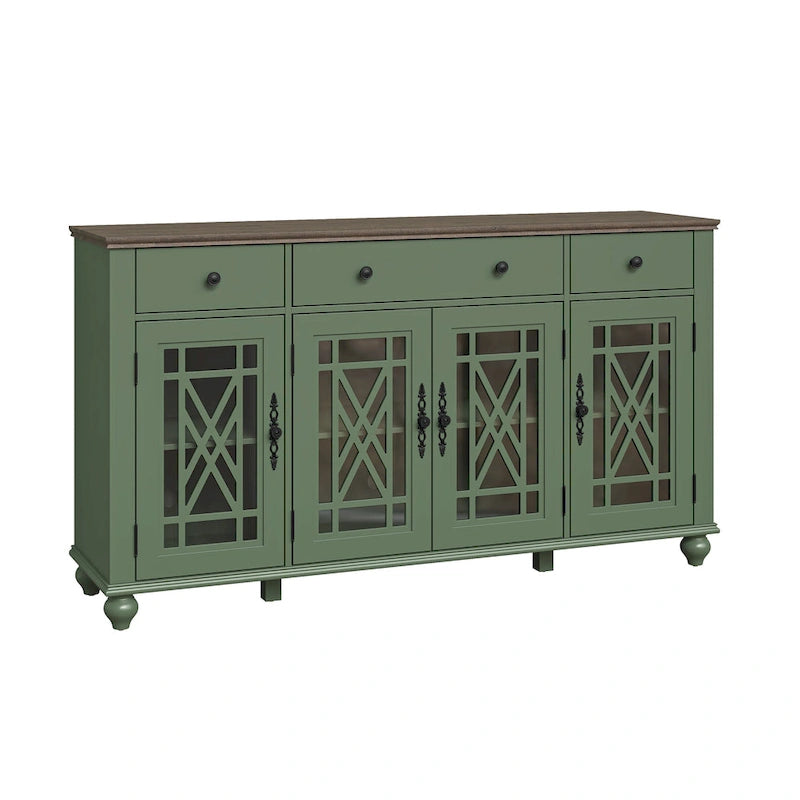 63 Vintage Style Kitchen Accent Buffet Sideboard Cabinet w/ Drawers - 63 in Width