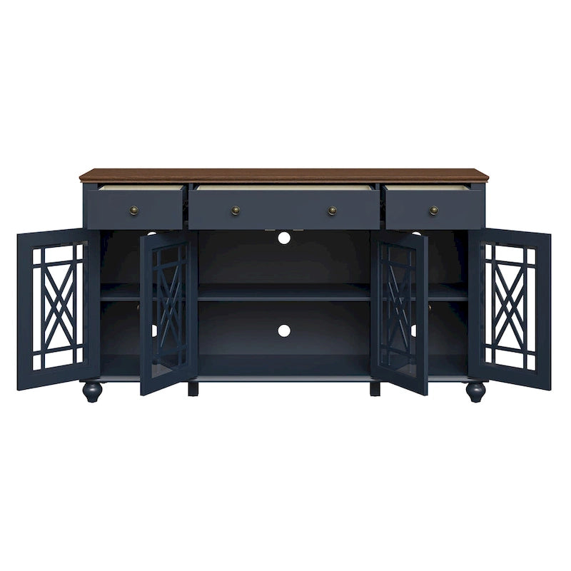 63 Vintage Style Kitchen Accent Buffet Sideboard Cabinet w/ Drawers - 63 in Width