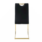Modern Dining Chair with Gold Metal Legs Black Faux Leather Upholstered Cantilever Design 260 LBS Capacity Set of 2