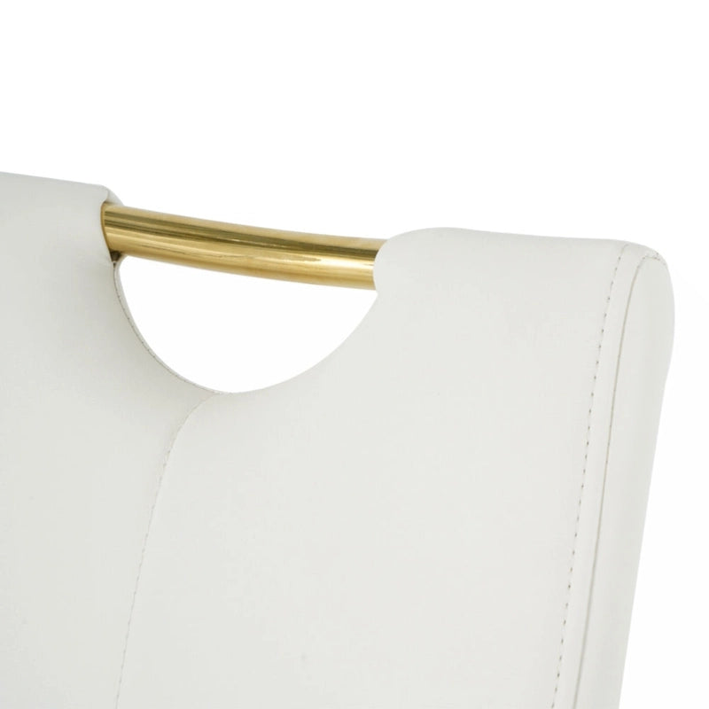 Modern Dining Chair with Gold Metal Legs Black Faux Leather Upholstered Cantilever Design 260 LBS Capacity Set of 2