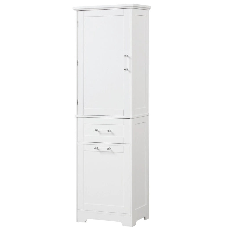 68.1" Tall White Bathroom Storage Cabinet with 2 Drawers & Adjustable Shelf - Freestanding Linen Tower Organizer 20x13 inch