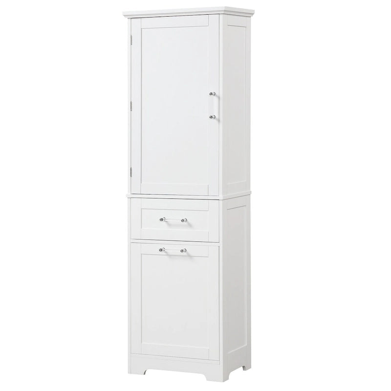 68.1" Tall White Bathroom Storage Cabinet with 2 Drawers & Adjustable Shelf - Freestanding Linen Tower Organizer 20x13 inch