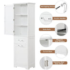 68.1" Tall White Bathroom Storage Cabinet with 2 Drawers & Adjustable Shelf - Freestanding Linen Tower Organizer 20x13 inch