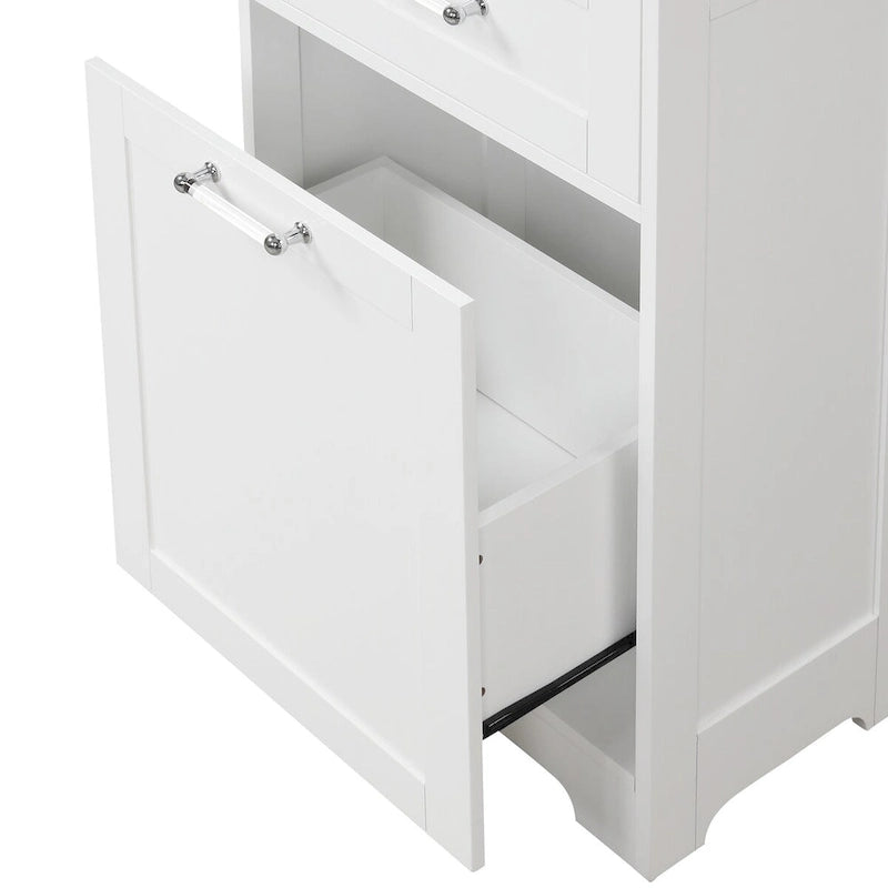 68.1" Tall White Bathroom Storage Cabinet with 2 Drawers & Adjustable Shelf - Freestanding Linen Tower Organizer 20x13 inch