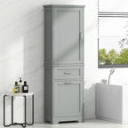 68.1" Tall White Bathroom Storage Cabinet with 2 Drawers & Adjustable Shelf - Freestanding Linen Tower Organizer 20x13 inch