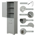 68.1" Tall White Bathroom Storage Cabinet with 2 Drawers & Adjustable Shelf - Freestanding Linen Tower Organizer 20x13 inch