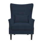 Classic Nailhead Trim Corduroy Wingback Armchair with a Lumbar Pillow and Rubberwood Legs