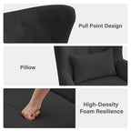 Classic Nailhead Trim Corduroy Wingback Armchair with a Lumbar Pillow and Rubberwood Legs