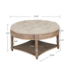2 Tier Button Tufted Ottoman Round Coffee Table